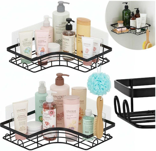 Corner Wall Mounted Bathroom Shelf Metallic Black