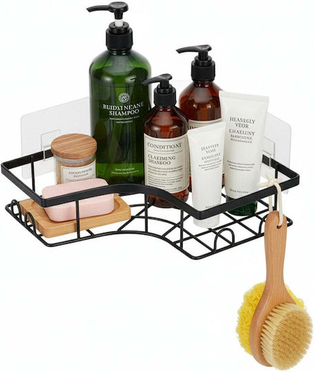 Corner Wall Mounted Bathroom Shelf Metallic Black