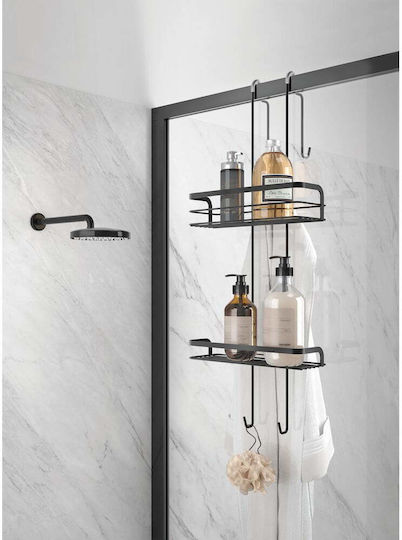 Metaltex Wall Mounted Black Metallic Bathroom Shelf