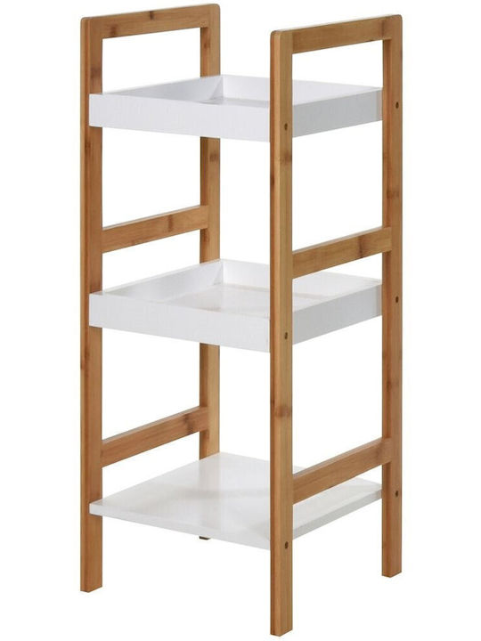Vilde Raft de Baie de Podea din Bambus 30x30x72cm Alb
