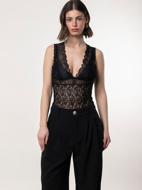 Bluză Dantelă Body Negru