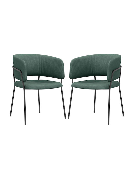 Kitchen Fabric Armchair Green 57x53x73cm 2pcs