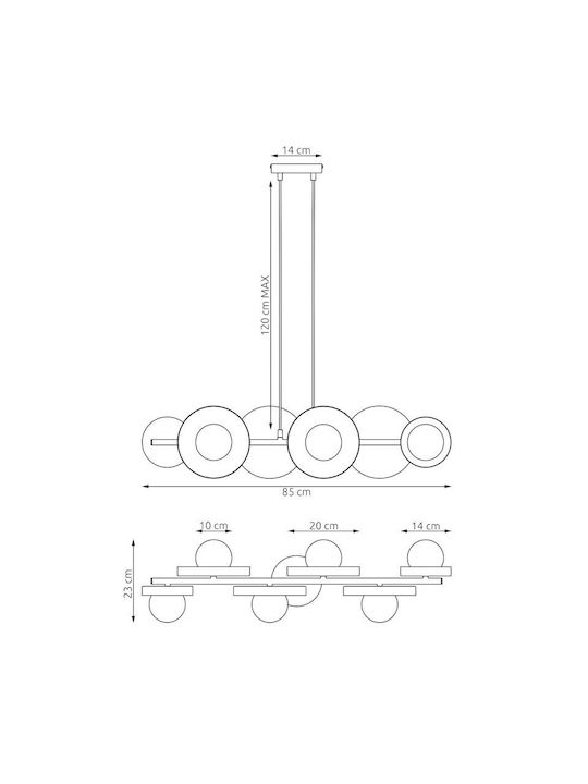 Emibig Model Κρεμαστό Φωτιστικό Λευκό για 6 Λαμπτήρες G9