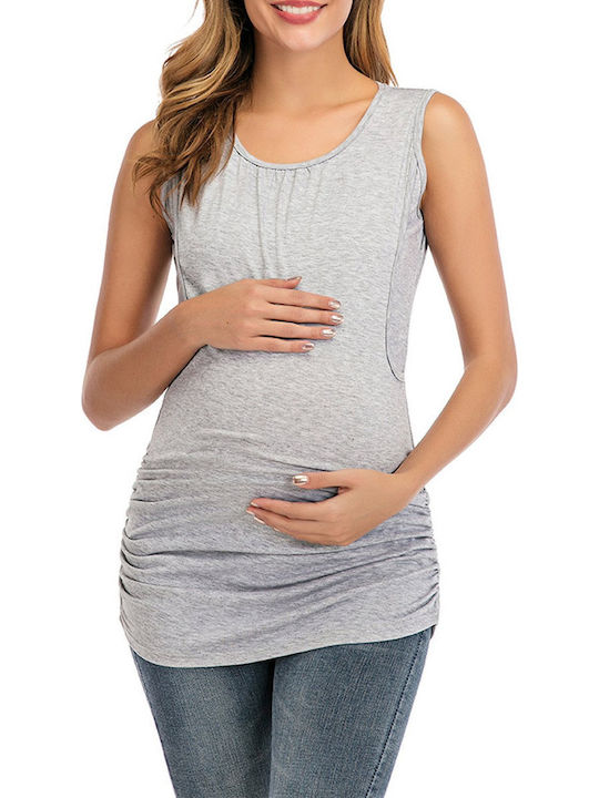 Sleeveless Maternity Nursing Top Grey