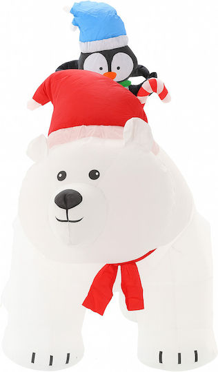 Outdoor Inflatable Polar Bear Led Lighting Two Penguins Integrated Compressor 200x120x80 Cm White