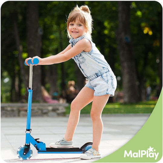 MalPlay Scuter Copii Pliabil 2 Roți Cu Iluminare LED Pentru 3+ Ani Albastru
