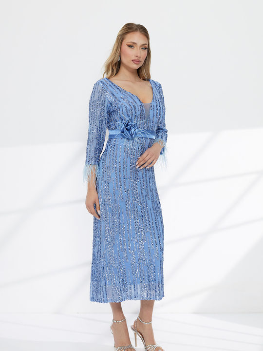 Midi Abendkleid Hellblau