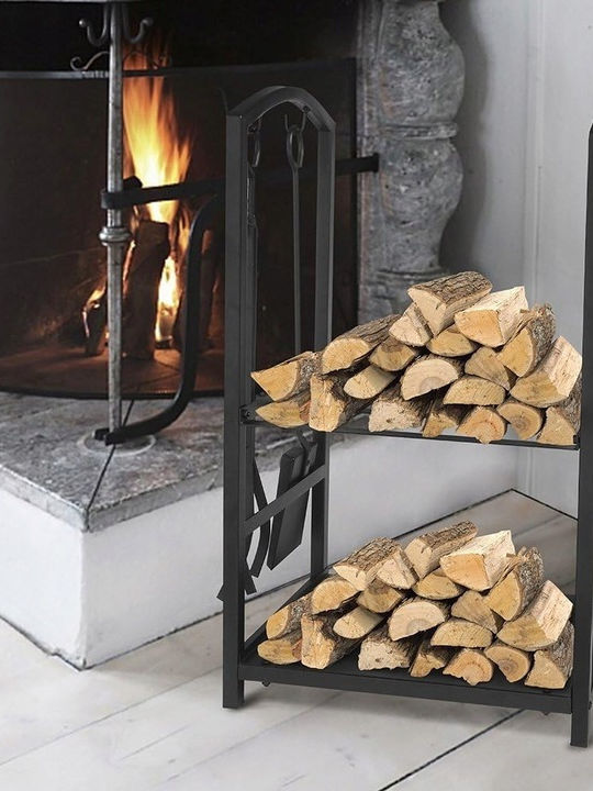 Raft Metalic De Depozitare Lemne 74x40x30cm Negru