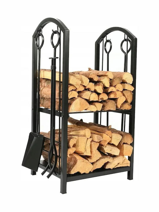 Raft Metalic De Depozitare Lemne 74x40x30cm Negru