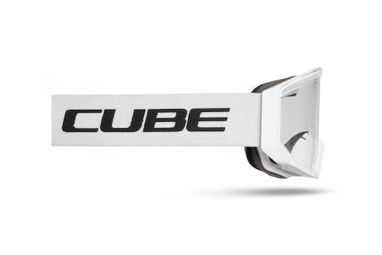 CUBE Cycling Glasses with White Frame and Transparent Lenses