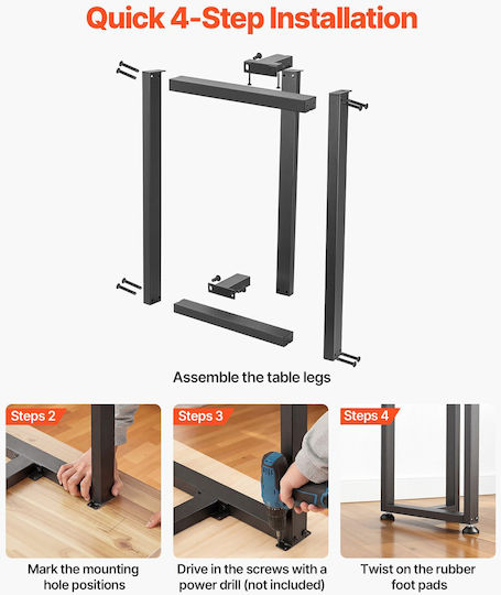Vevor Metal Furniture Leg 2 Pieces Suitable for Table Coffee Table Desk 74x45cm Black