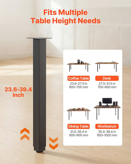 Vevor Metal Furniture Leg with Regulator 4 Pieces Suitable for Table Coffee Table Desk 61cm Black