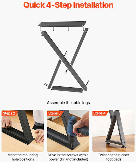 Vevor Metal Furniture Leg 2 Pieces Suitable for Table Coffee Table Desk 74x47.2cm Black