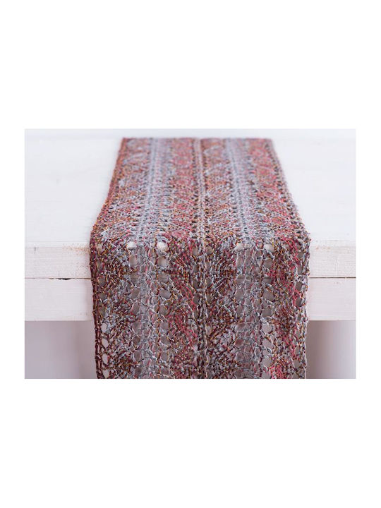 Beauty Home Τραπεζομάντηλο Βαμβακερό με Δαντέλα Boho Γκρι 23x250εκ.