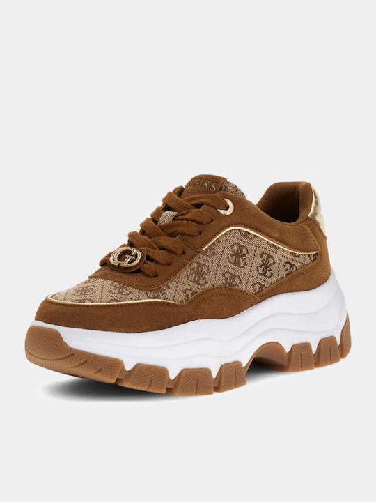 Guess Флатформи Сникърси Кафяви