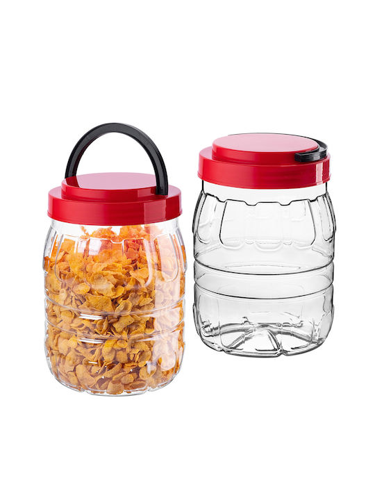 Kadax Set 2 Stück Pasta Gläser mit Kunststoff Deckel Rote 2000ml