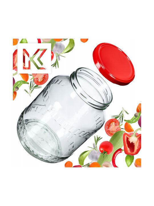 Kadax Set 4 Bucăți Vaze Utilizare Generală cu Capac Sticlă Roșii 2500ml 4 Bucăți