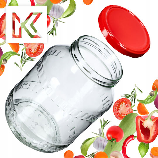 Kadax Set 4 Bucăți Vaze Utilizare Generală Cu Capac Sticlă Roșii 2500ml