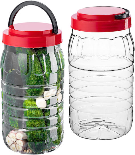 Kadax Set of 2 Pasta Jars with Plastic Lid Red 3000ml 2 Pieces