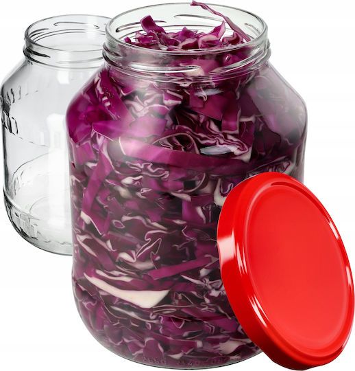 Kadax Set of 2 General Use Glass Red Jars with Lid 2500ml 2 Pieces