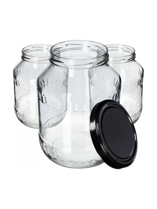 Kadax Set 4 Bucăți Vaze Utilizare Generală Cu Capac Sticlă Neagră 2500ml 4 Bucăți