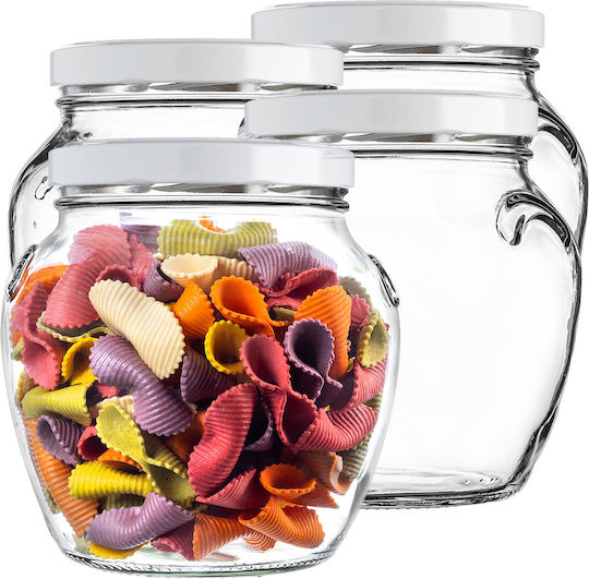 Kadax Set 4Stücke Lebensmittelgläser Allgemeine Verwendung mit Deckel Glas Weiß 1700ml 4Stücke
