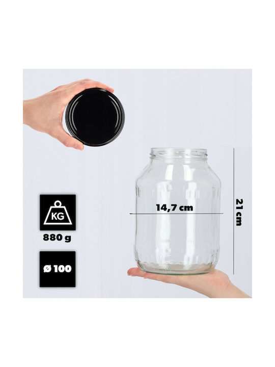 Kadax Vază Utilizare Generală Cu Capac Sticlă Neagră 2500ml