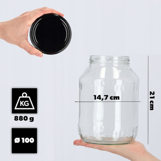 Kadax Vază Utilizare Generală Cu Capac Sticlă Neagră 2500ml