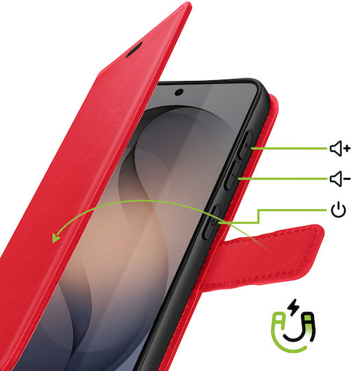 Mayaxess Wallet Case Galaxy S26 Lanyard Stand Function Red