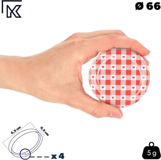 Lids Jars Fi66 Jar Caps Heart 4-clasp 10pcs