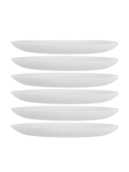 Kadax Shallow Glass Serving Plate White with Diameter 26.5cm 6 Pieces