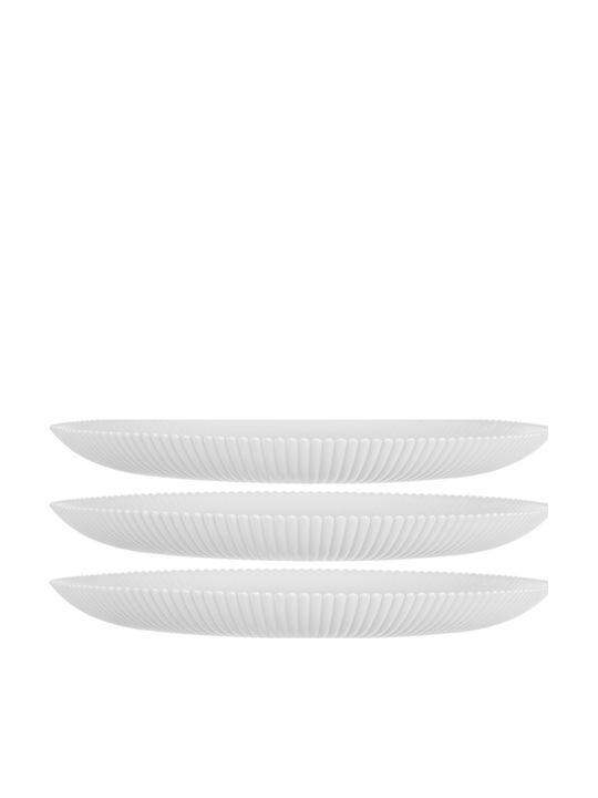 Kadax Servierplatte Untiefe Glas Weiß mit Durchmesser 26.5cm 3 Stück