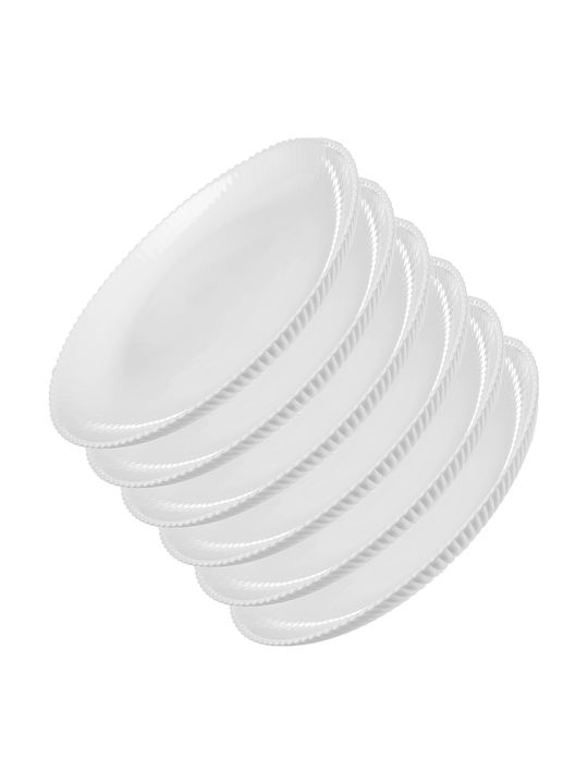 Kadax White Glass Dessert Plate 19cm 6 Pieces