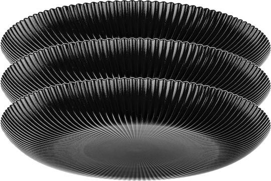 Kadax Glass Dessert Plate Black with Diameter 19cm 3 Pieces