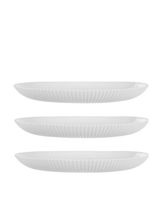Kadax White Glass Dessert Plate 19cm 3 Pieces