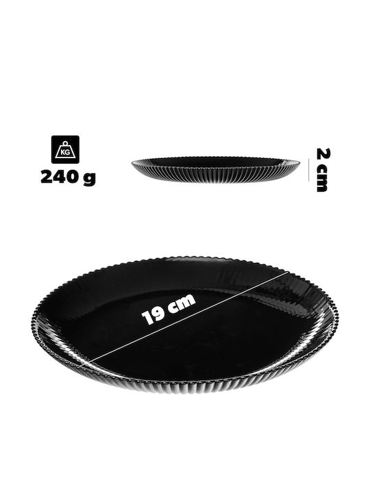 Kadax Placă Deșert Din Sticlă Neagră Cu Diametrul 19cm 3 Bucăți