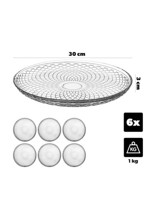 Kadax Servierplatte Untiefe Glas Transparent 30cm 6 Stück