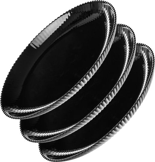 Kadax Glass Dessert Plate Black with Diameter 19cm 3 Pieces