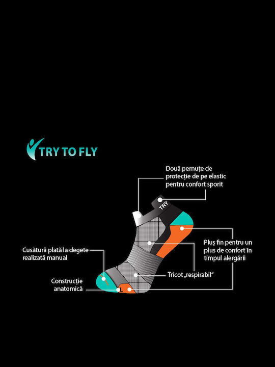 Try to Fly Laufende Sportsocken Weiße 1 Paar