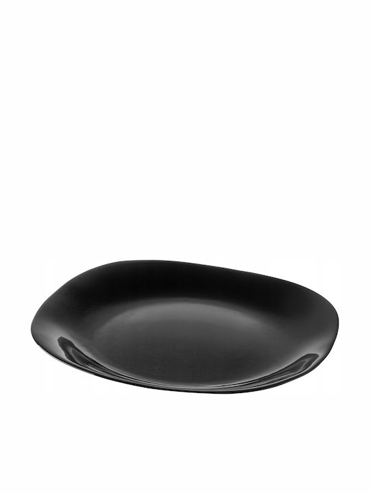 Kadax Πιάτο Ρηχό Τετράγωνο Γυάλινο Μαύρο 28x25.5cm 6τμχ