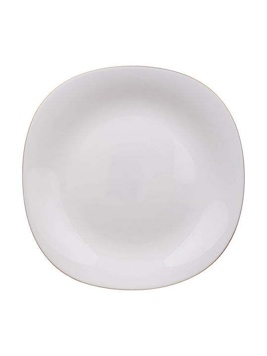 Kadax Πιάτο Γλυκού Τετράγωνο Γυάλινο Λευκό 21.5x20cm 6τμχ