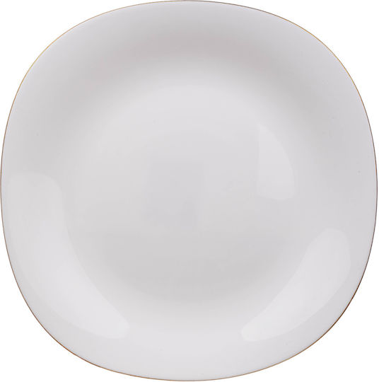 Kadax Πιάτο Γλυκού Τετράγωνο Γυάλινο Λευκό 21.5x20cm 6τμχ