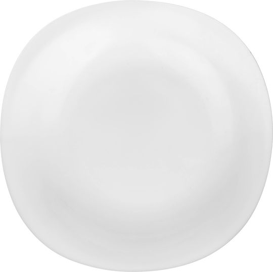 Kadax Πιάτο Γλυκού Τετράγωνο Γυάλινο Λευκό 21.5x20cm 3τμχ