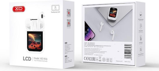 XO X46 Earbud Bluetooth Handsfree Ακουστικά με Θήκη Φόρτισης Λευκά