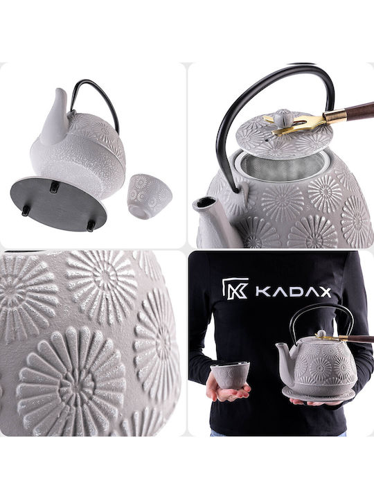 Kadax Kadax Μαντεμένια Λευκή Τσαγιέρα με Κούπα και Φίλτρο 1100ml