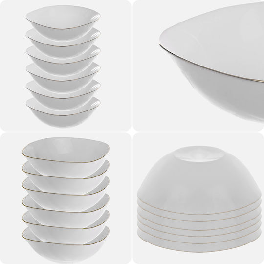 Kadax Glass White Salad Bowl 15cm 6 Pieces
