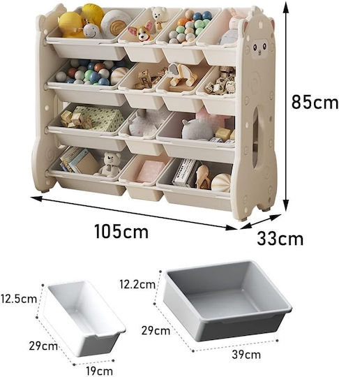 Sistem De Depozitare Jucării Din Plastic Alb 105x33x85cm