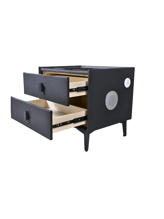 Black Wooden Bedside Table 40x40x45cm
