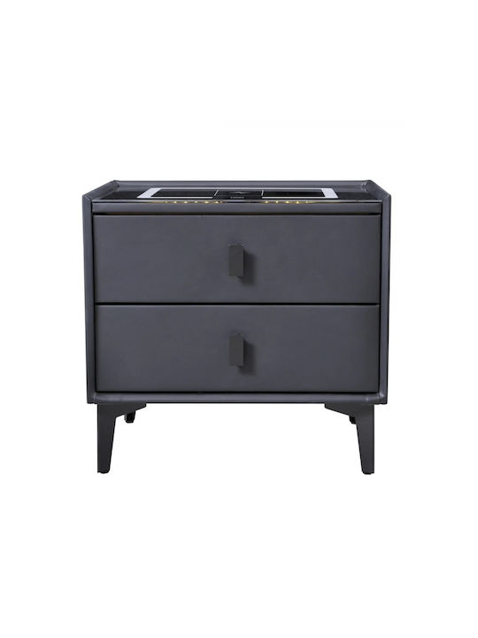 Black Wooden Bedside Table 40x40x45cm