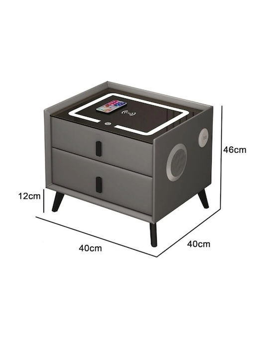 Black Wooden Bedside Table 40x40x45cm